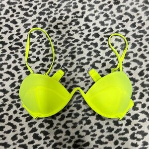 Neon yellow push up bikini top